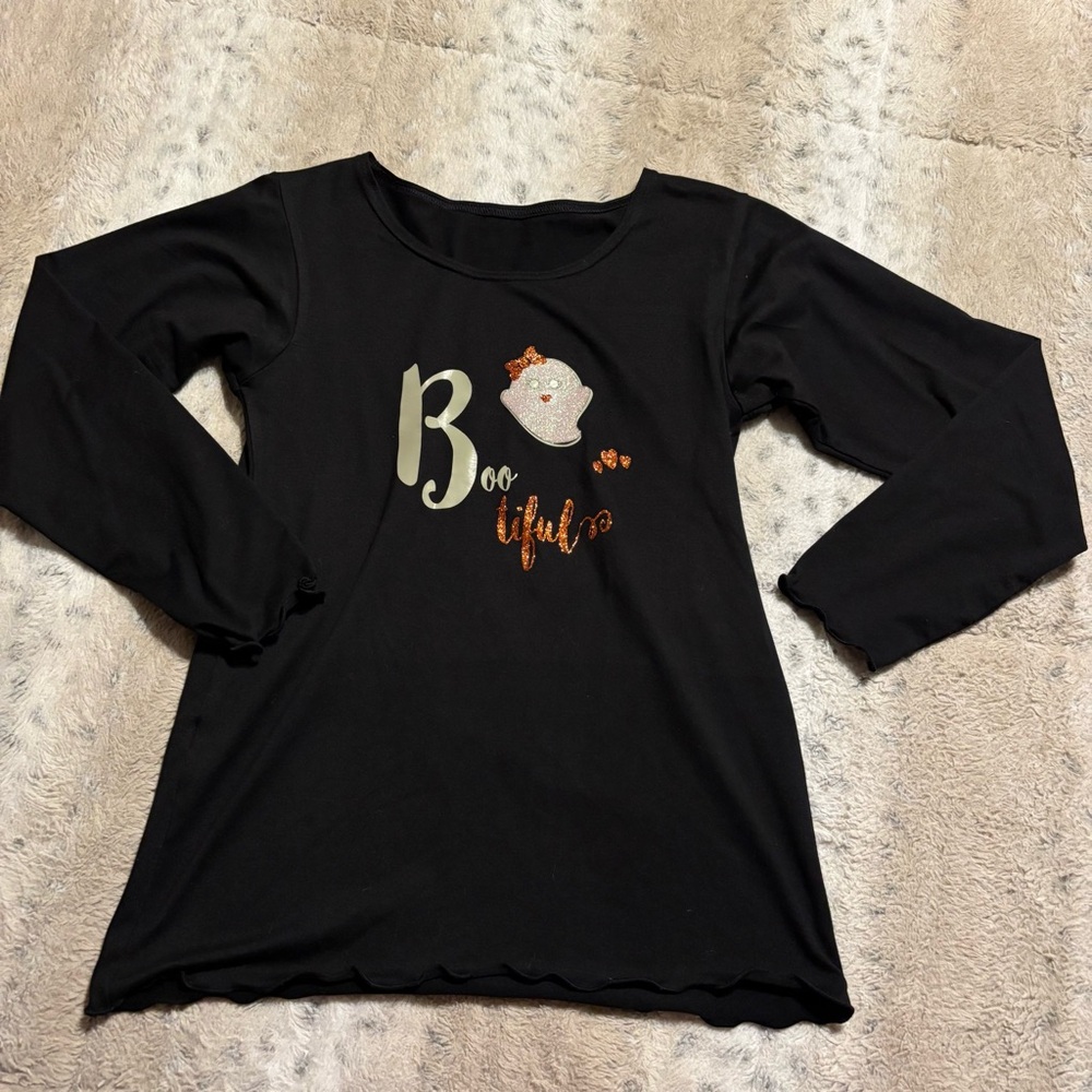 “Boo tiful” Girls Halloween Graphic Top